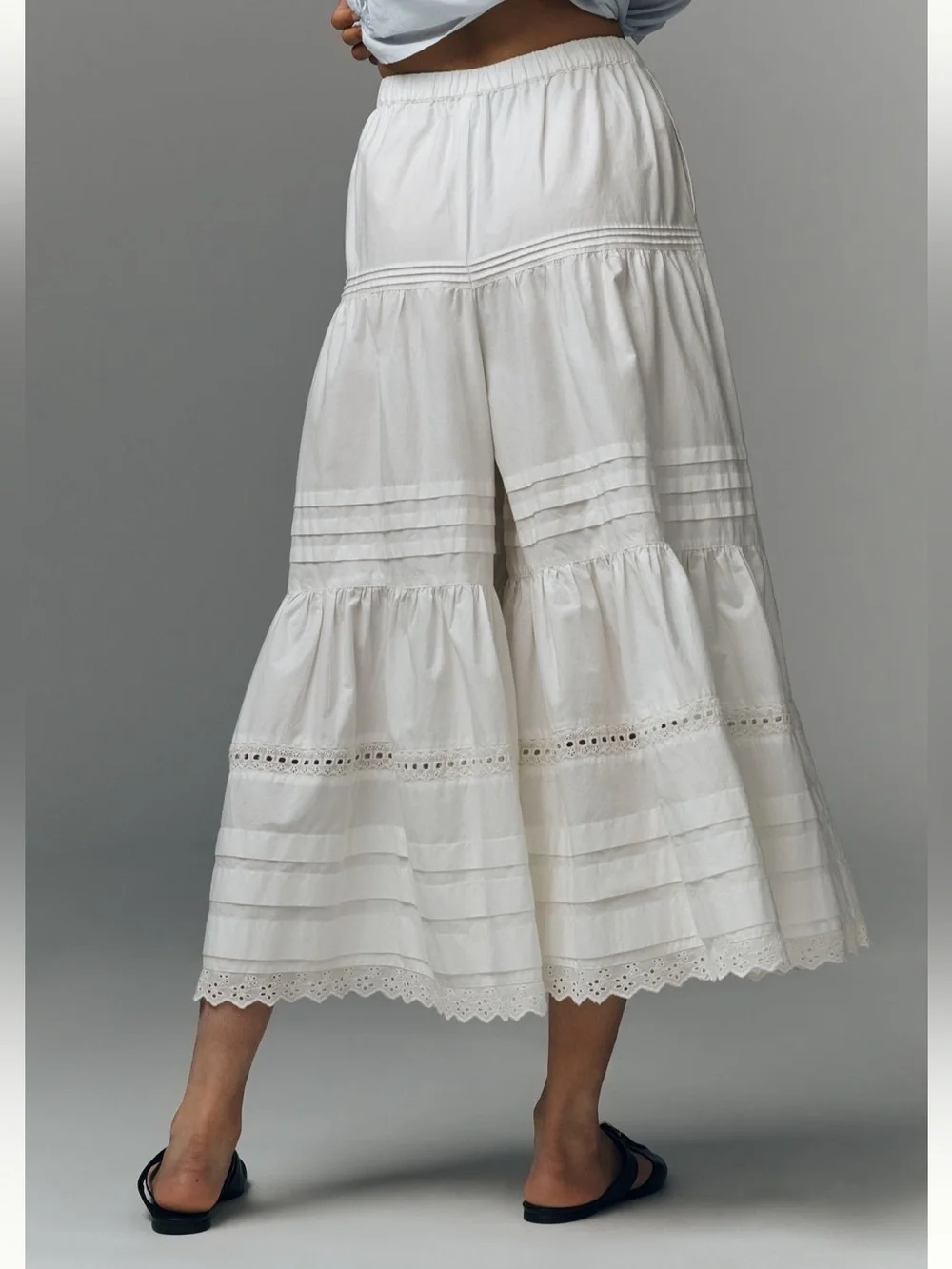 Anthropologie lace petticoat crop wide leg pants - Picture 4 of 10